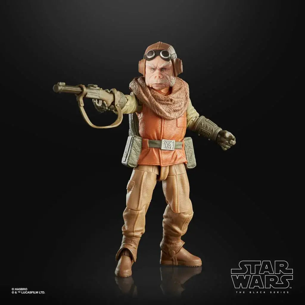 Tanfärgad Star Wars The Black Series Kuiil-actionfigur i ökenkläder med glasögon och scarf