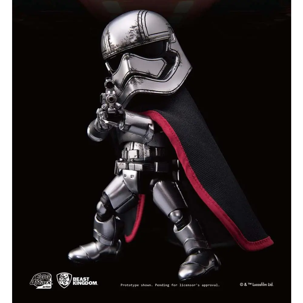Silver and black Captain Phasma action figure with red cape from Star Wars: The Force Awakens