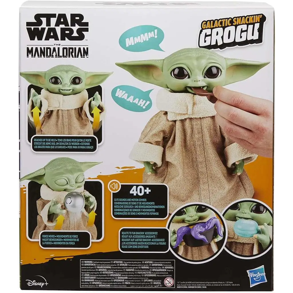 Grön, plyschig Grogu-figur från Star Wars: The Mandalorian med stora öron