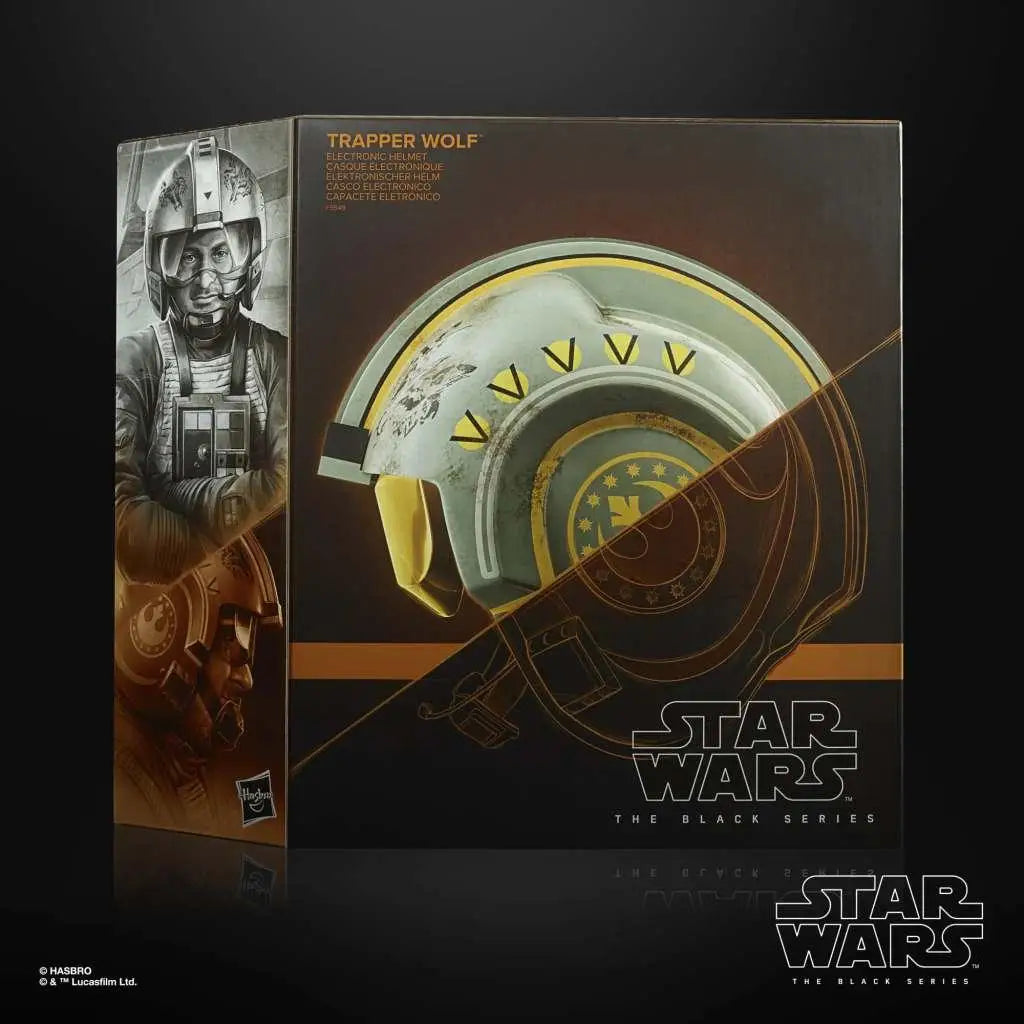 Trapper Wolf-elektronisk hjälm från Star Wars The Black Series, väderad silver och guld