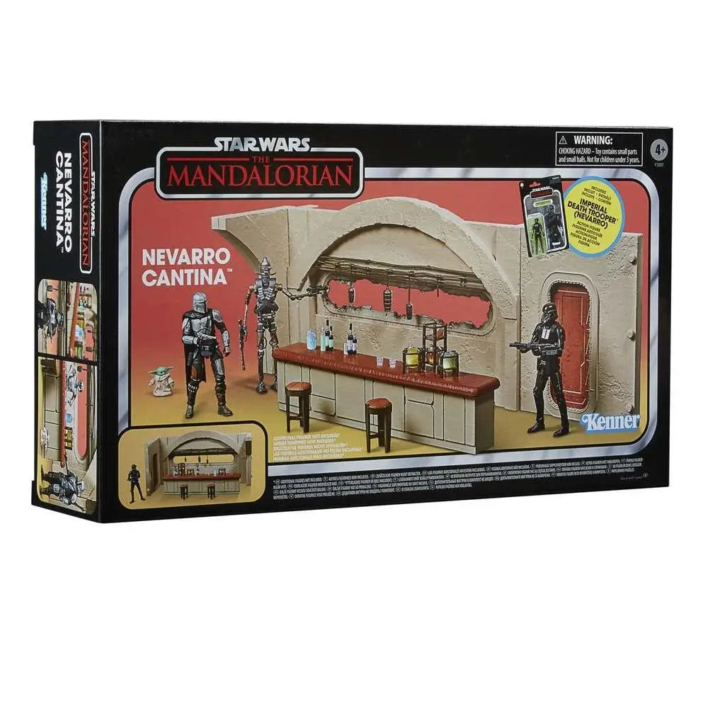 Star Wars Mandalorian Nevarro cantina playset i beige och röd plast med figurer