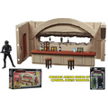 Star Wars Vintage Cantina Shootout Diorama med Mandalorian-bar, röd bänk och Death Trooper
