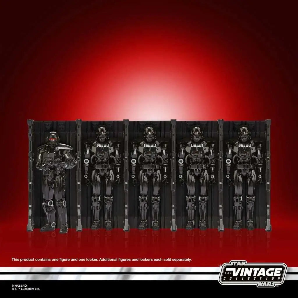 Vintage Star Wars Dark Trooper-figur i svart metall, stormtrooper i skåpdisplay