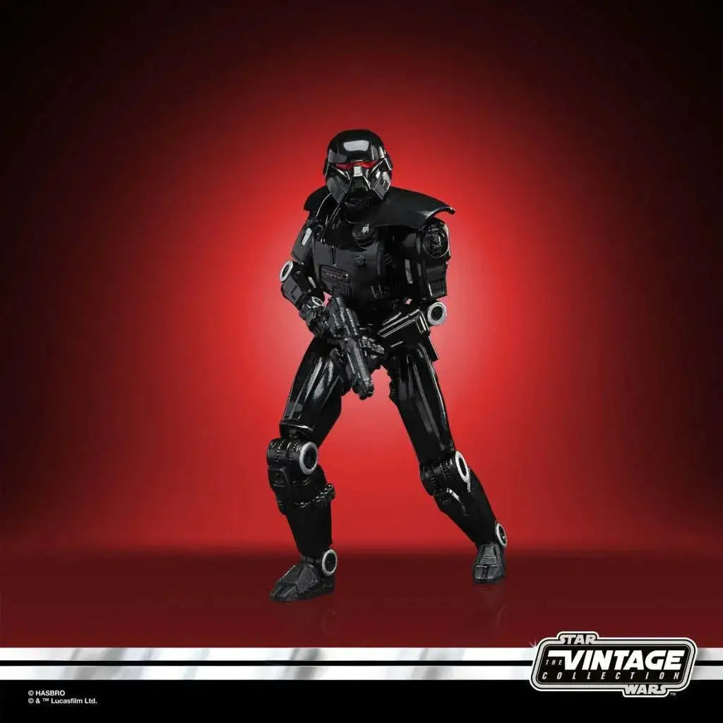Vintage Dark Trooper-figur från Star Wars, svart rustad stormtrooper med röd visir