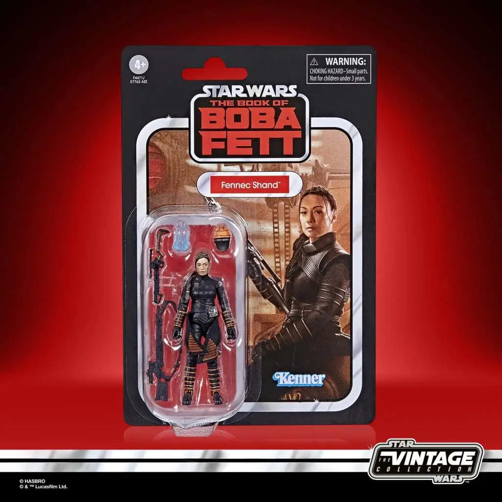Vintage Star Wars Fennec Shand actionfigur i svart och guld
