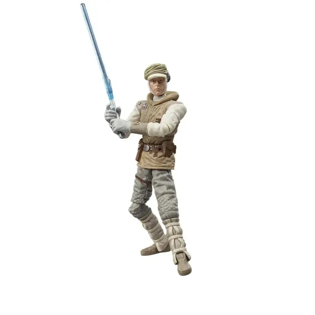 Beige och vit Star Wars Luke Skywalker Hoth-rebellsoldat med blå ljussabel