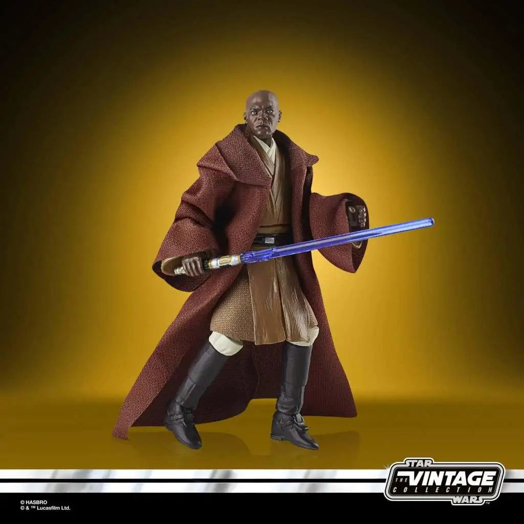 Star Wars Vintage Mace Windu limited edition actionfigur med blå ljussabel