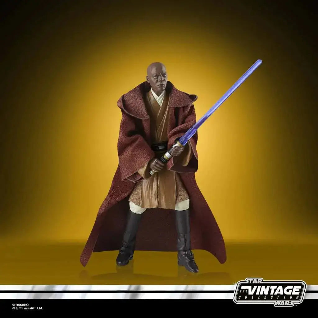 Star Wars Vintage Mace Windu Limited Edition action figure med blå ljussabel