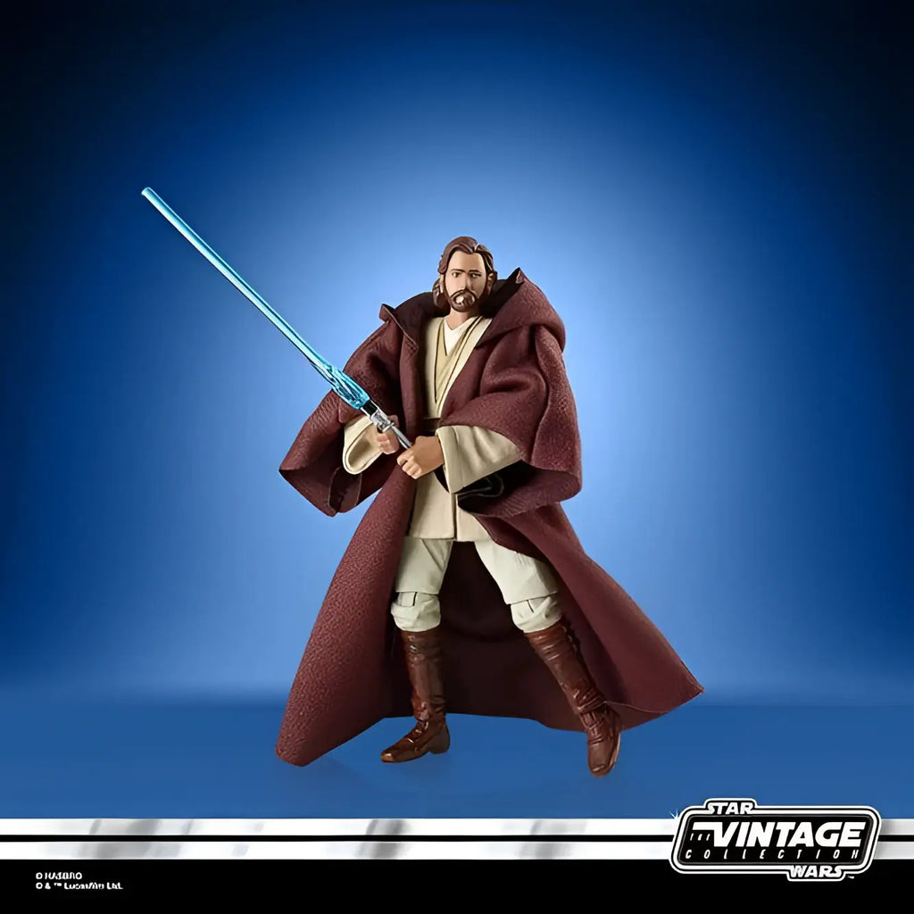 Vintage Obi-Wan Kenobi Star Wars figur med brun mantel och blå ljussabel