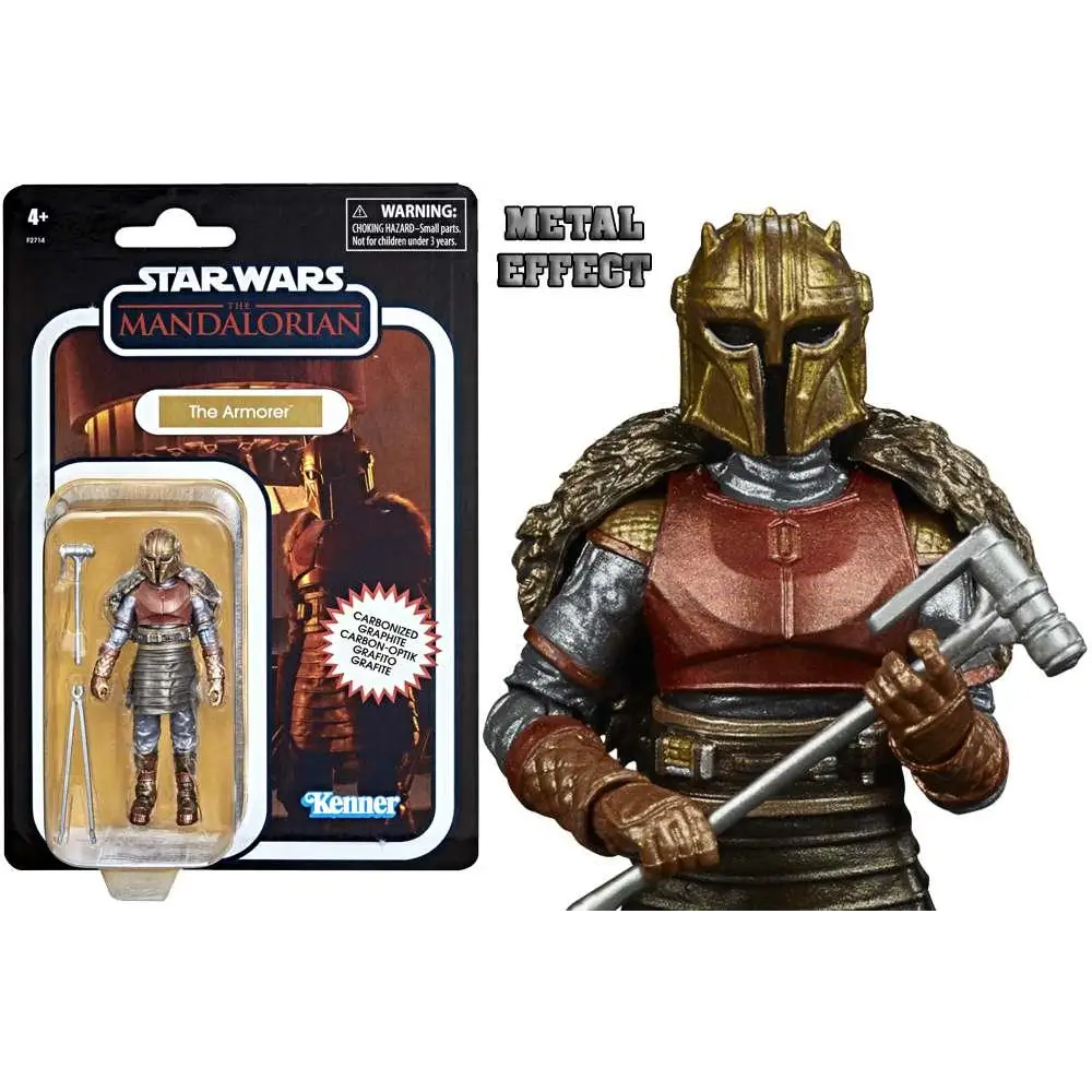 Star Wars Vintage The Armorer actionfigur med guldpläterad hjälm och rödbrun rustning