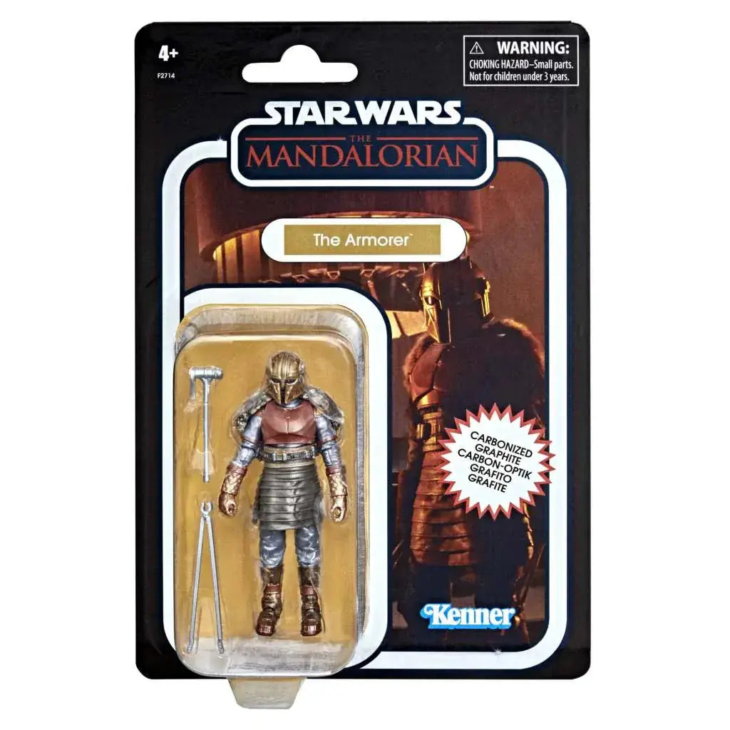 Star Wars Vintage The Armorer actionfigur med detaljerad kolfiberarmor i silver och brons