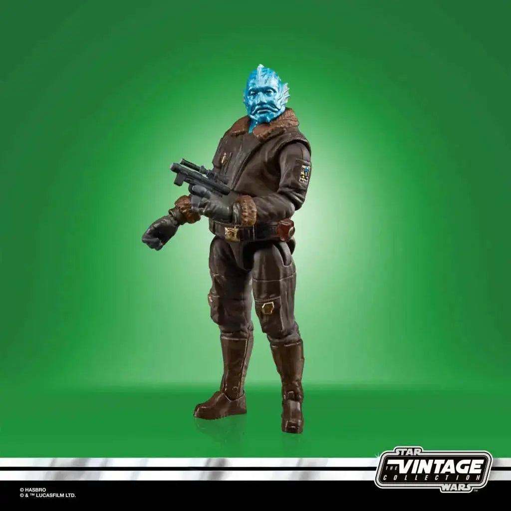 Blåhymd hutt-karaktär actionfigur i brun taktisk utrustning från Star Wars The Vintage Collection, Mythrol AF