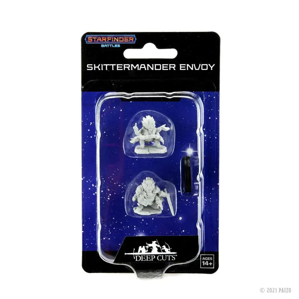 Vit plast Skittermander Envoy miniatyrer i Starfinder Battles blisterpack