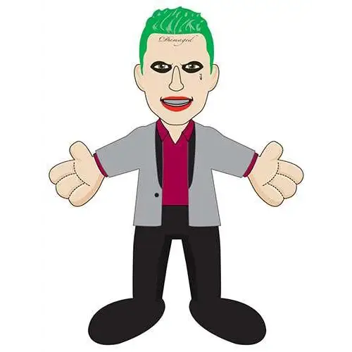 Suicide Squad Joker plush med grön hår, grå blazer och magenta skjorta