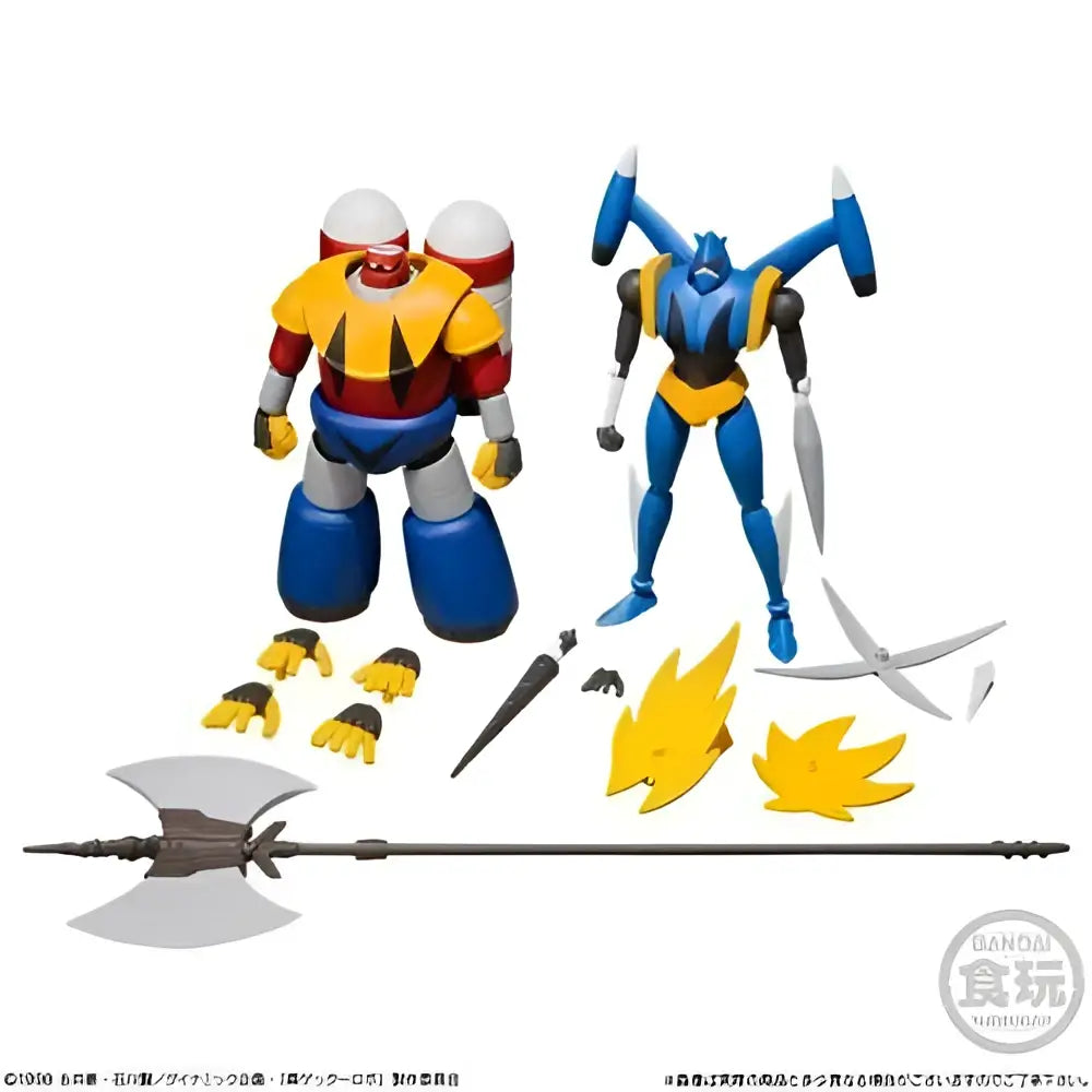 Blå och gul Getter Robo S.3 Super Minipla robot med silverdetaljer