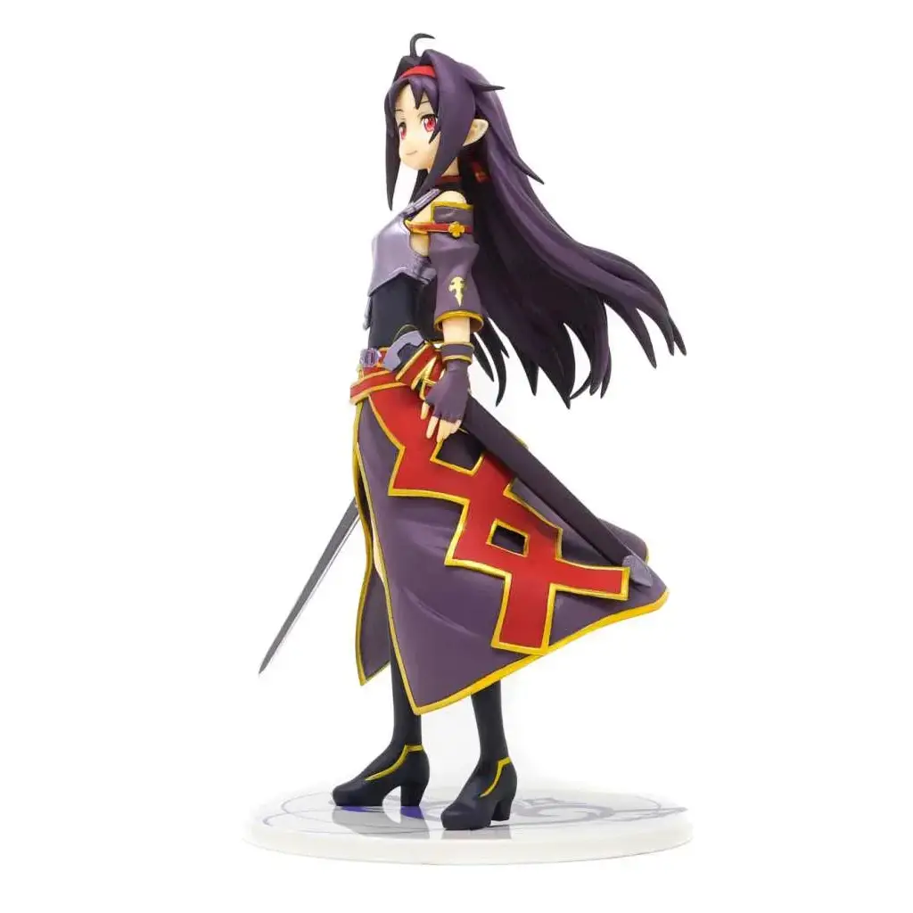 Lila och röda rustade Yuki-figuren med långt svart hår från Sword Art Online, Banpresto