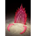 Translucid, livlig rosa plastskulptur som stiliserad krona eller låga med vassa taggar, Tamashii Effect Energi Aura Röd