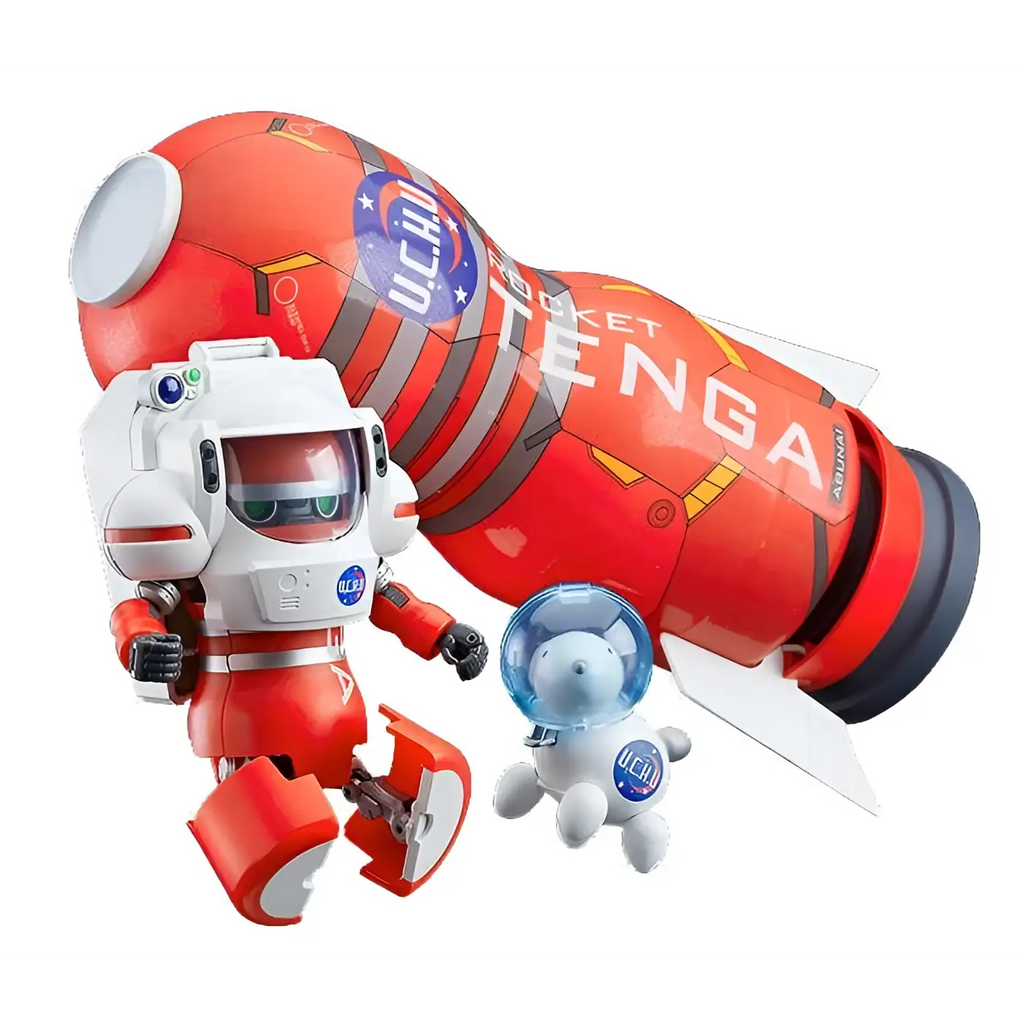 Röd och vit U.C.H.U. i TENGA Robo DX Rocket Mission Set
