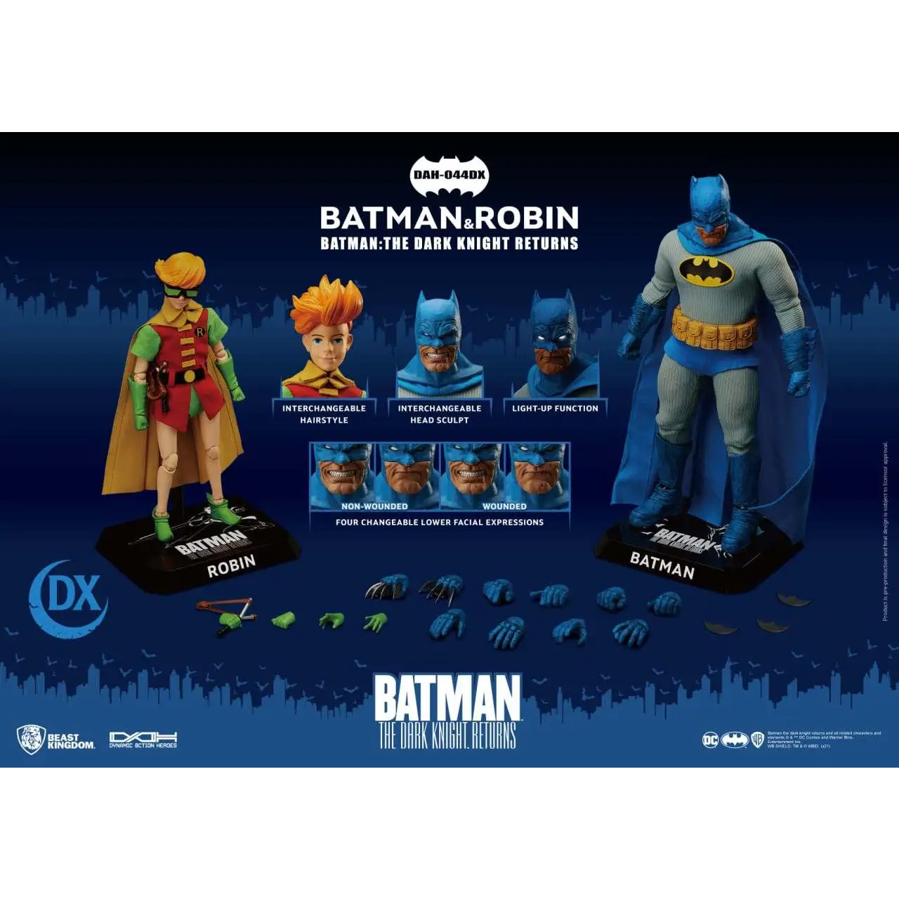 Specialutgåva Batman actionfigur i grå kostym med blå mantel från The Dark Knight Returns