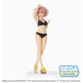 Rosa Ichika Nakano animefigurin i svart bikini och halmhatt på klar bas