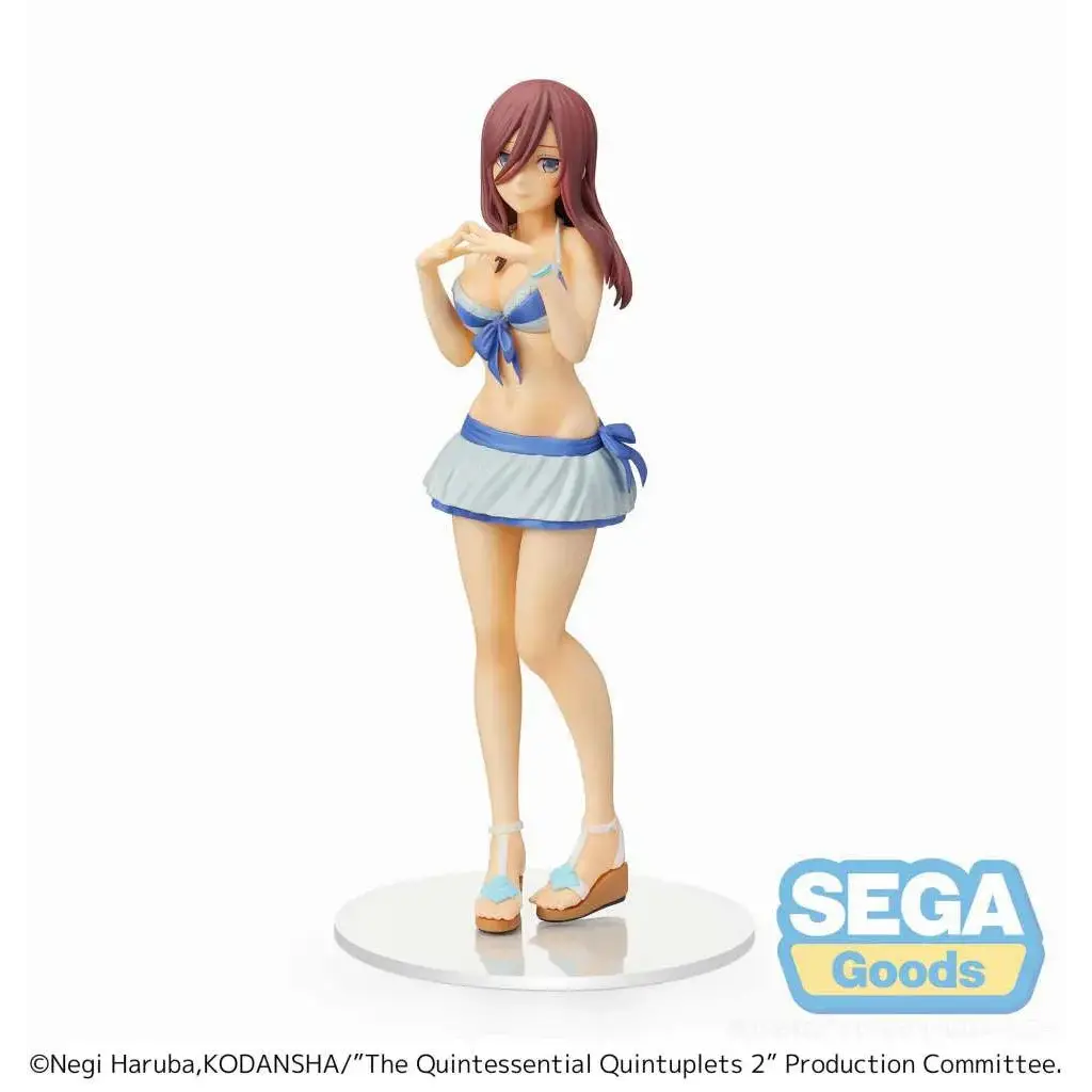 Miku Nakano figurine från Quintessential Quintuplets 2 i blå baddräkt