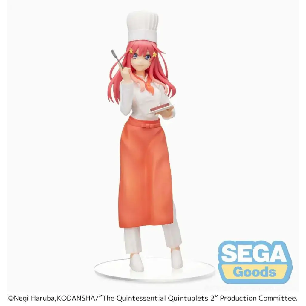 Rosa-hårig anime-kock Itsuki från Quintessential Quintuplets med sked och bricka