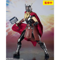 Thor Love and Thunder Mighty Thor SH Figuarts actionfigur i svart och röd rustning med röd mantel och hammare