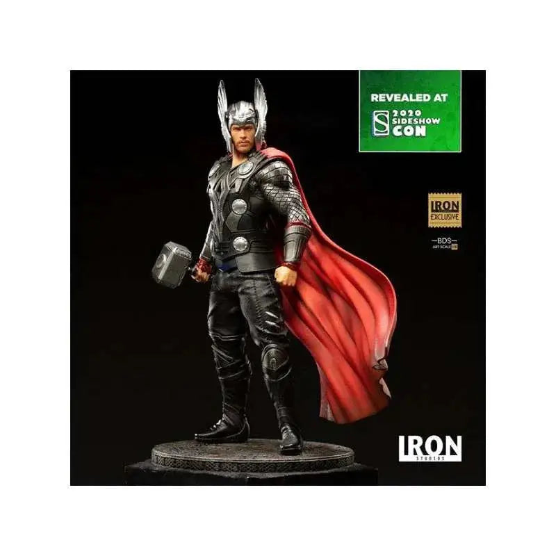 Thor MCU 10-årsjubileum Deluxe Art Scale 1/10-statett med detaljerad silverrustning, röd mantel och hammare