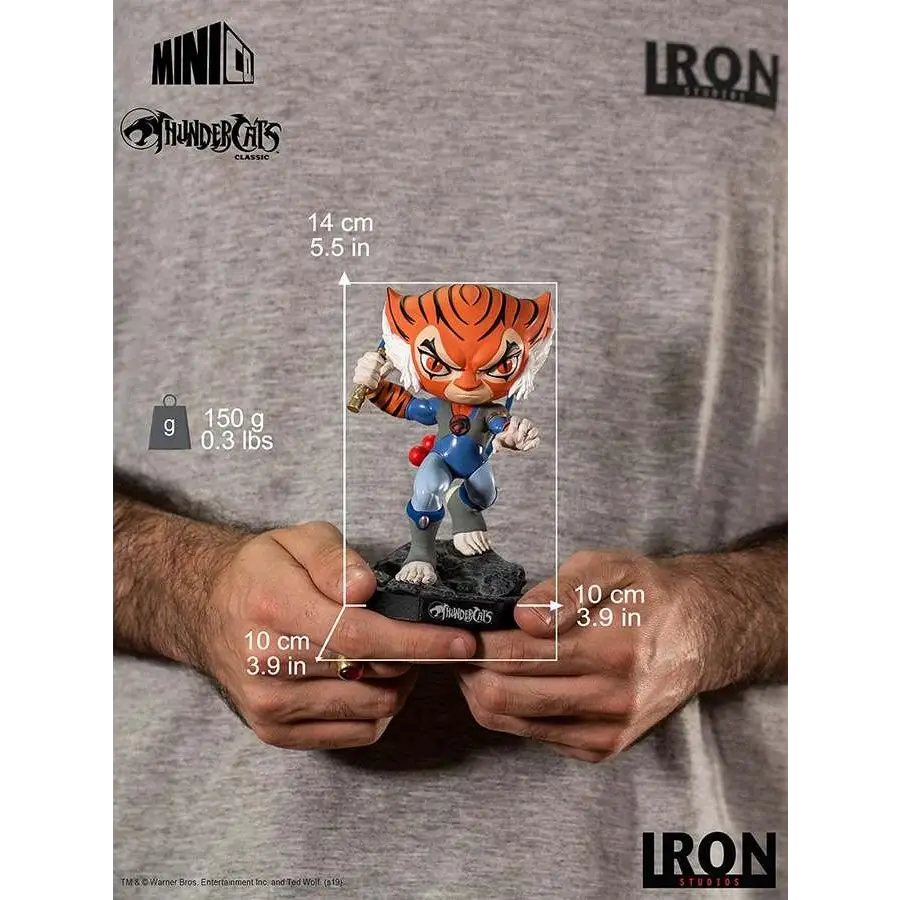 Orange och blå Tygra Thundercats-figur med tigerstrimmig huvud