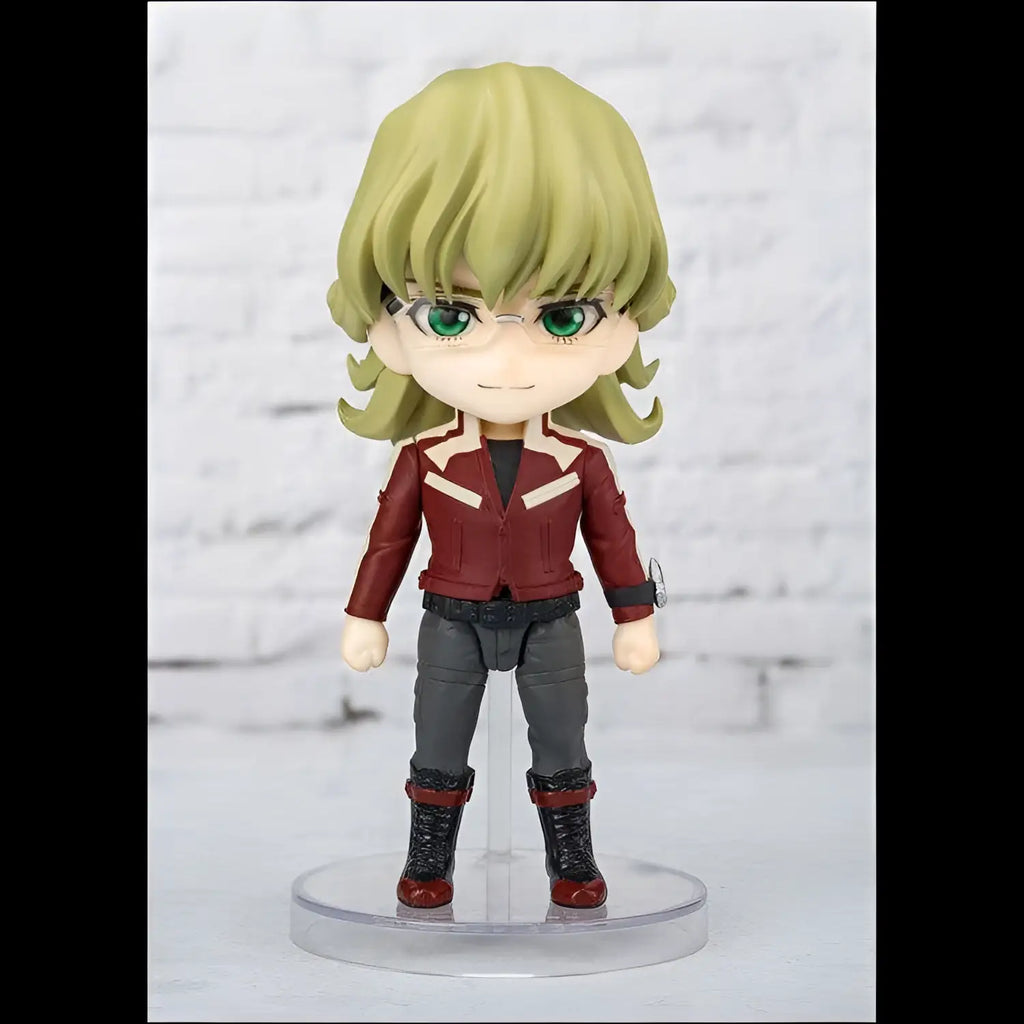 Chibi-figur av Barnaby Brooks Jr från Tiger & Bunny 2, blondhårig med gröna ögon i röd jacka