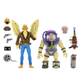 Gul anka TMNT Ace Duck-figur med stora vingar, brun jacka och blå byxor
