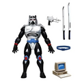 TMNT Ultimate Chrome Dome-figur: Svart och silver rustad actionfigur med blå accenter