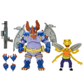 Lila och blå rustad figur med orange horn, vingar och TMNT Wingnut-kattemblem