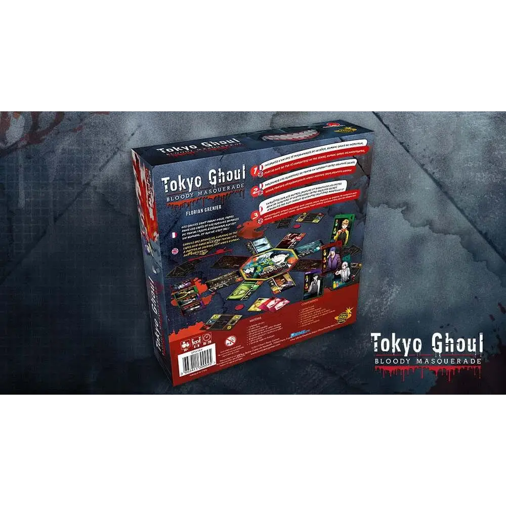 Tokyo Ghoul Bloody Masquerade Fransk Utgåva spelbox med blodig design