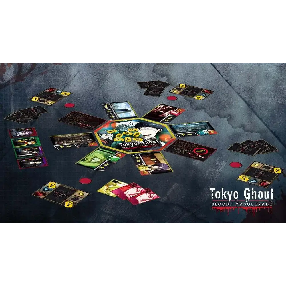 Hexagonalt spelbräde med Tokyo Ghoul: Bloody Masquerade-animekonst