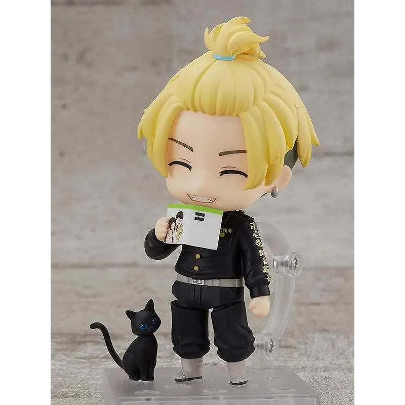 Chifuyu Matsuno Nendoroid-figur i chibi-stil med vit illustrationkort