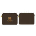 Brun ribbad laptopsleeve med guldfärgade dragkedjehandtag och broderad My Neighbor Totoro-logga