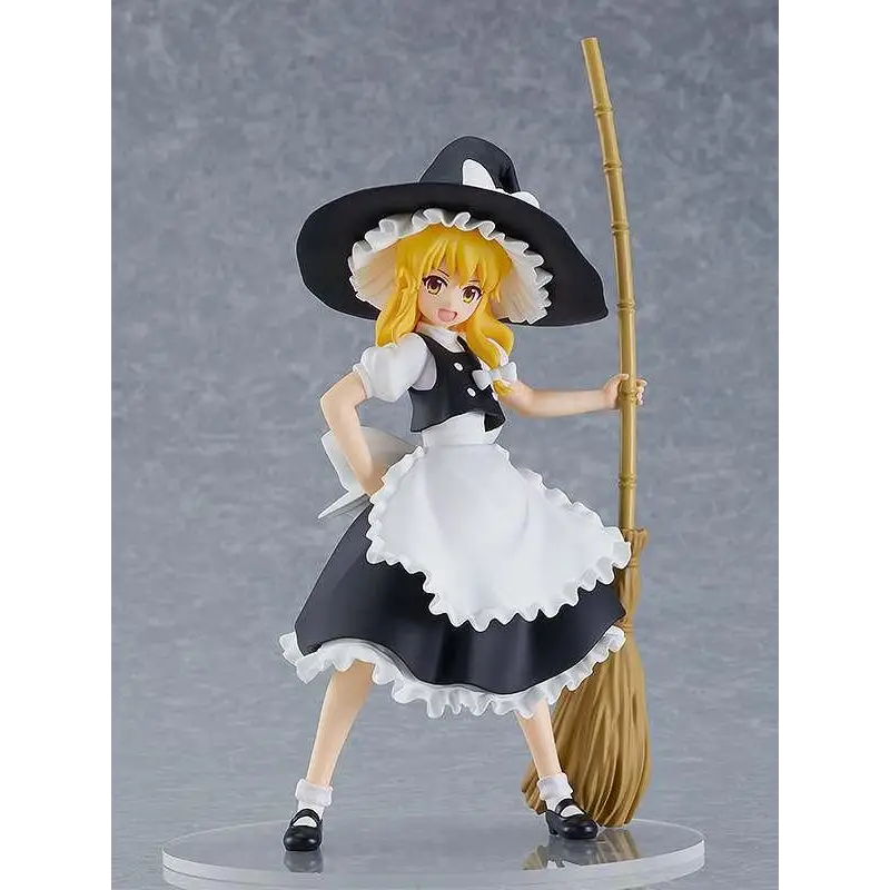 Touhou Marisa Kirisame svartvit häxhäxafigur med kvast