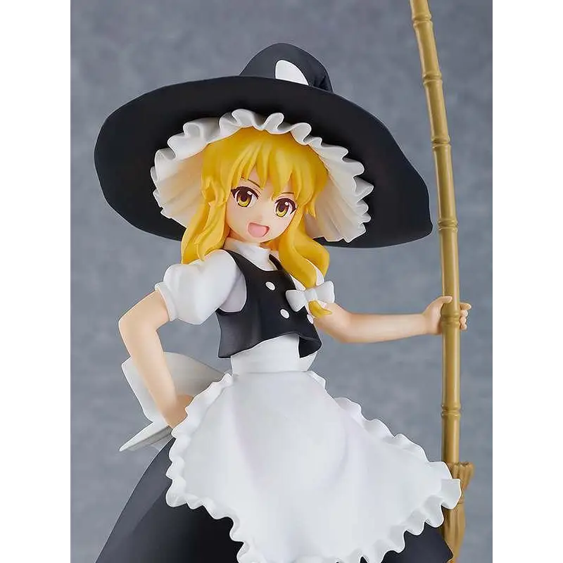 Svartvit Marisa Kirisame-figur från Touhou Project, med hatt och klänning