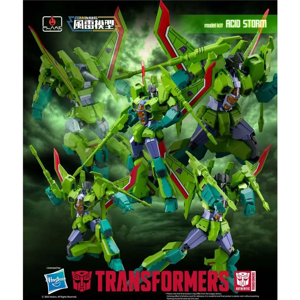Grön och teal plastmodellkit av Transformers Acid Storm