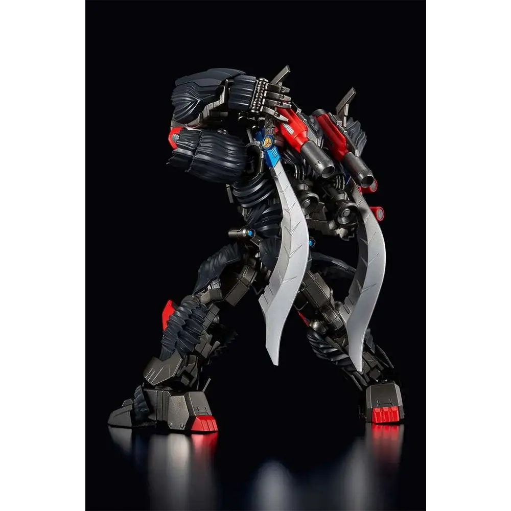 Svart och röd pansrad robotfigur Optimus Primal med silverblad