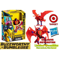 Röd och blå Transformers Buzzworthy Bumblebee i robot- och drakläge