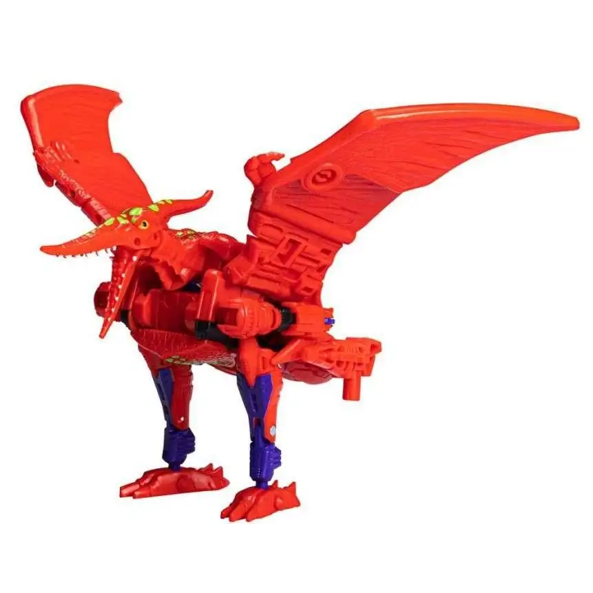Röd och lila Transformers Terrorsaur-figur med vingar och horn