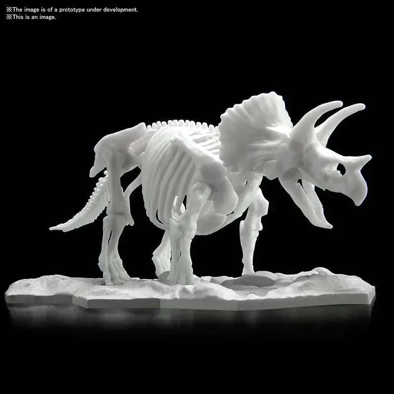 Vit Triceratops Limex skelettmodell i vit plast på texturerad bas