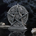 Twilight pentagram ornament i silver med blommor och solstråle i mitten