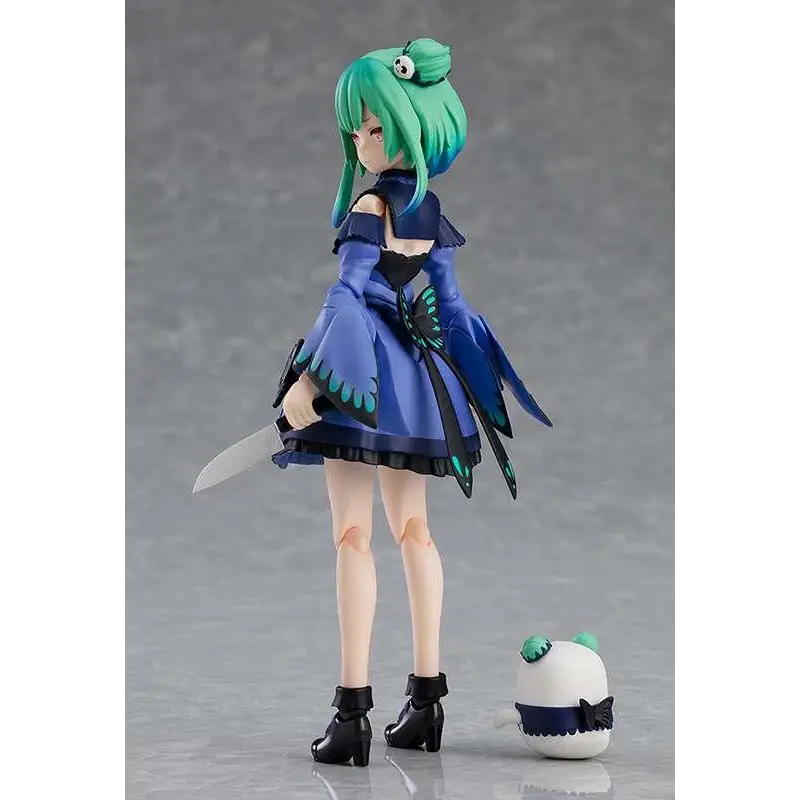 Detaljerad figma-actionfigur av Uruha Rushia från Hololive, grönhårig animeflicka med kniv