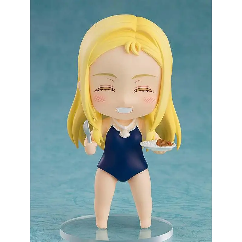 Chibi Ushio Kofune Nendoroid i blått baddräkt med snäcka, håller tallrik och gaffel