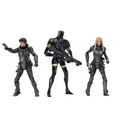 Svart Valerian actionfigurset med tre figurer i taktisk utrustning, guldaccenter