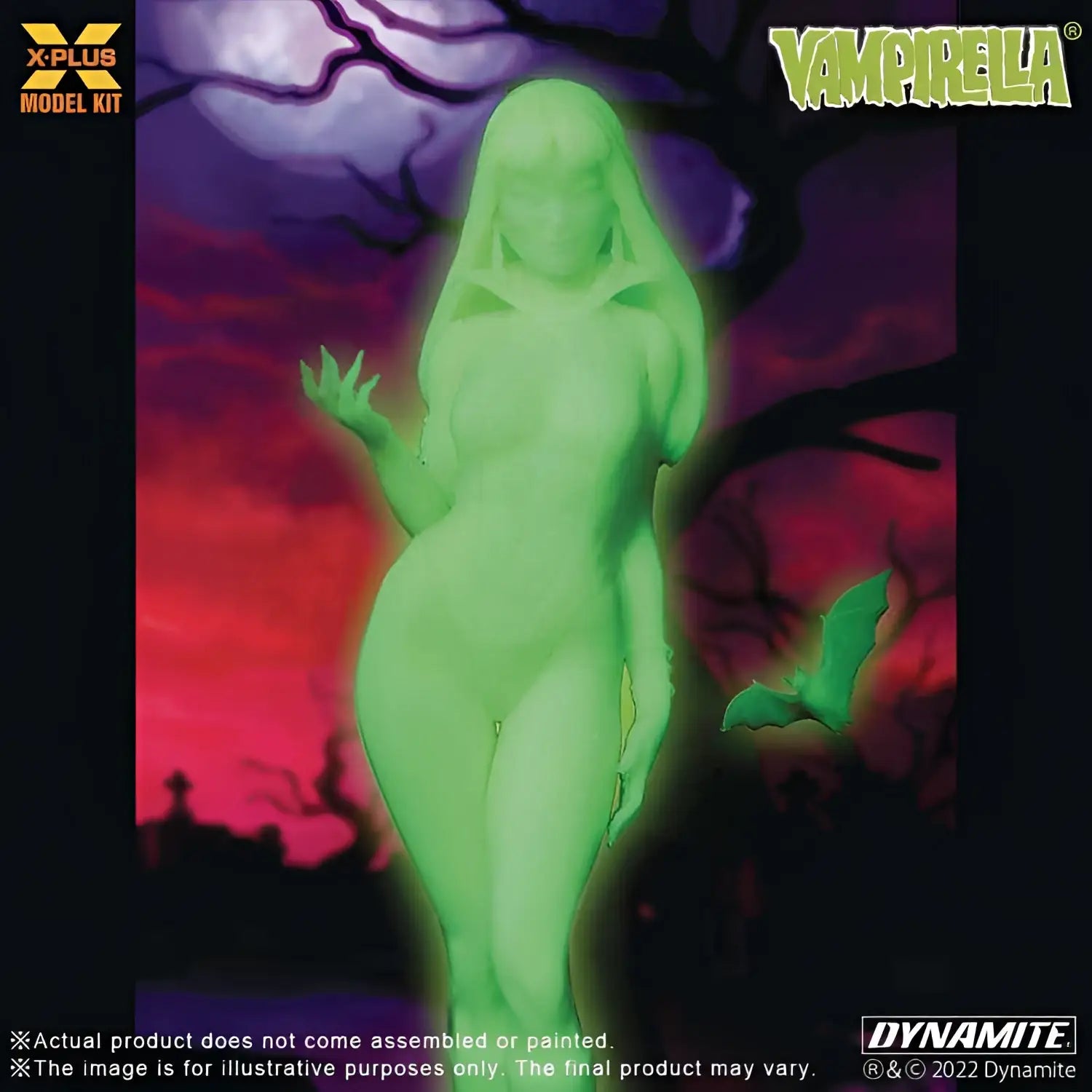 Grön genomskinlig vampirfigur av Vampirella från X-Plus modellkit