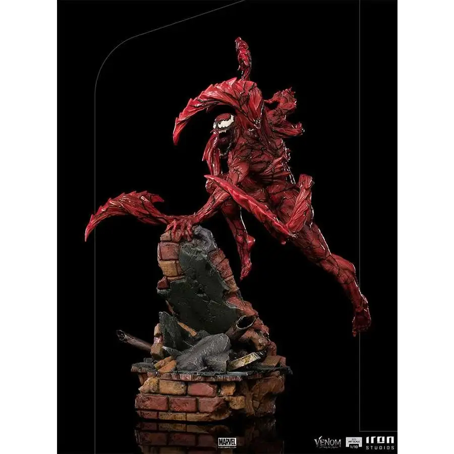 Röd, detaljerad Venom-statue med hotfull min och muskulös form, Venom 2 Carnage 1/10